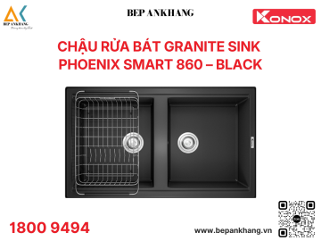 Chậu rửa bát 2 hố Granite Sink Phoenix Smart 860 – Black
